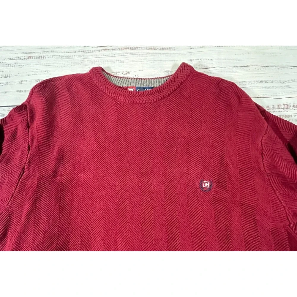 Vintage Chaps Red Sweater Men's XL 100% Cotton Knit Long Sleeve Crew Neck